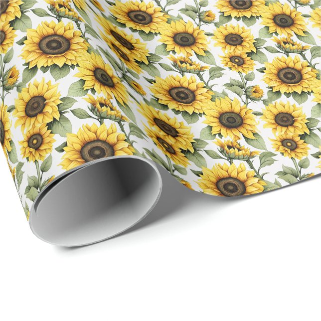 Papel De Presente Girassol Amarelo Rústico País  (Ponta do rolo)