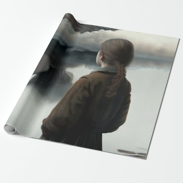 Papel De Presente Girl with clouds (Desenrolado)