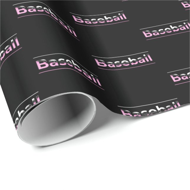 Papel De Presente Girls Baseball - Tipografia Geométrica Rosa (Ponta do rolo)