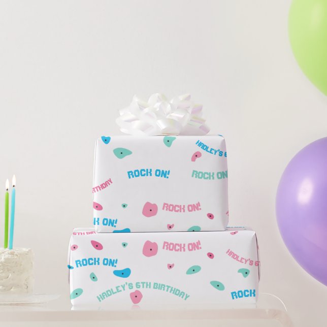 Papel De Presente Girls Rock on Escalbing Wall Wrappaper (Presentes para festas)