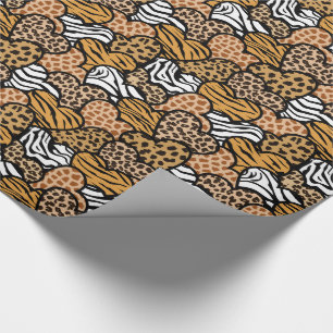 Papel De Presente Girly Beige Playful Animal Print Hearts