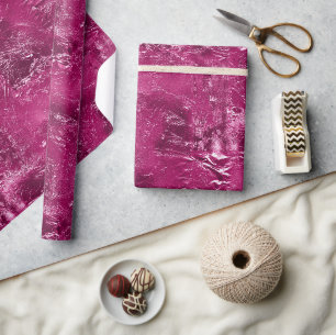 Papel De Presente Girly Chic Pink Crinkle Aniversário