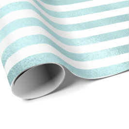 Papel De Presente Girly Glam Aqua Mint Stripes