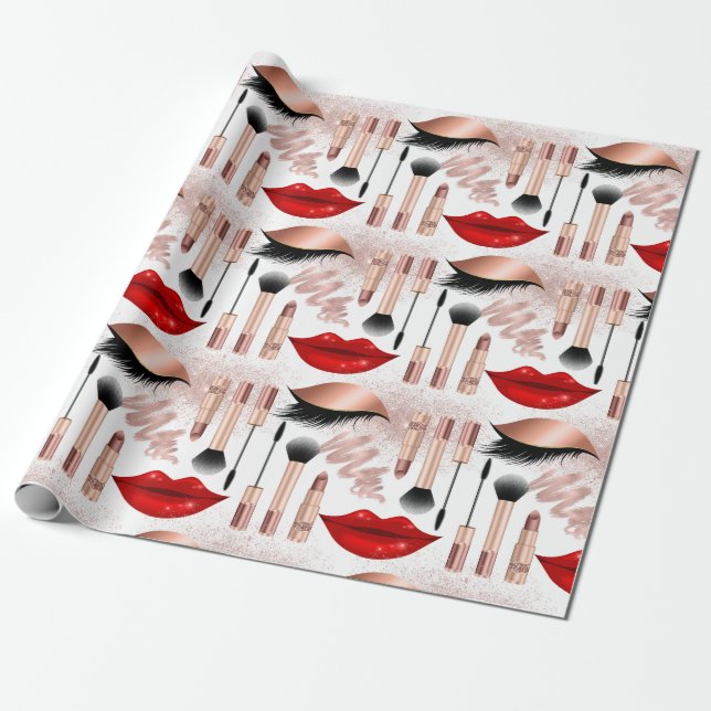 Papel De Presente Girly Makeup Lábios (Desenrolado)