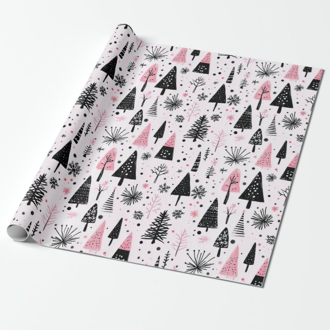 Papel De Presente Girly Modern Christmas (Desenrolado)