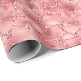 Papel De Presente Girly Pink Glitzy Glitter Giraffe Impressão