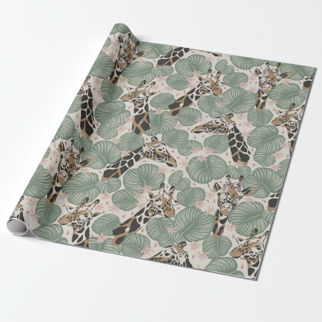 Papel De Presente Girraffe Earth tonted vintage inspirado (Desenrolado)
