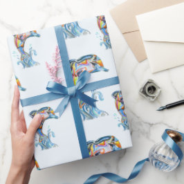Papel De Presente Giz Dolphins Saltando Para Fora Da Água a Lápis de