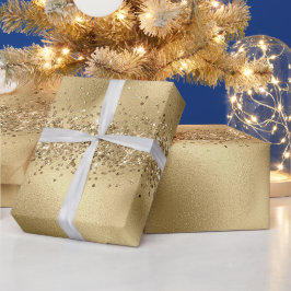 Papel De Presente Glam Dourado Glitzy Sparkle Glitter     