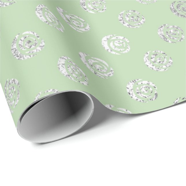 Papel De Presente Glam Floral Rosas Mint Green Silver Vip (Ponta do rolo)