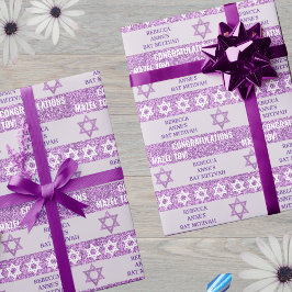Papel De Presente Glam Purple Personated JewGirl Bat Mitzvah