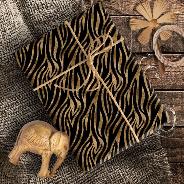 Papel De Presente Glam Zebra Stripes Padrão Dourado ID1151 (Criador carregado)