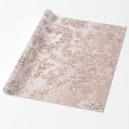 Papel De Presente Glama de Pedra Silver Rosa de Blush de Noiva Brilh