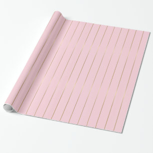 Papel De Presente Glamorosa, Rosa Dourada, Stripes Chic Design