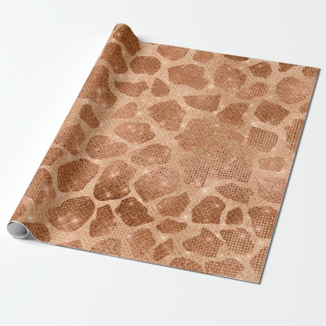 Papel De Presente Glamorous Dourado Sequins Glitter Giraffe (Desenrolado)