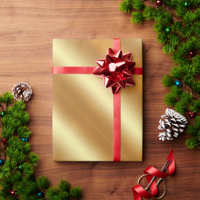 Papel De Presente Glamorous Faux Dourado Simples Presente de Natal F (Presente de Natal)