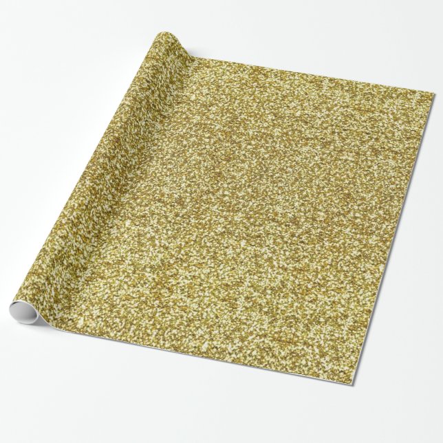 Papel de Presente Glamour Dourado Elegante (Desenrolado)