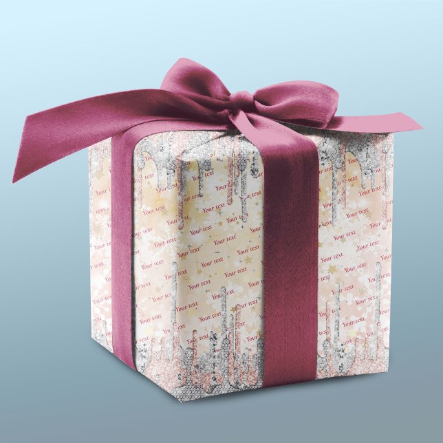 Papel De Presente Glitor de rosa de ouro prateado elegante (Criador carregado)