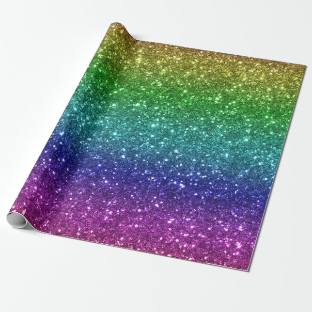 Papel De Presente Glitter 1 arco-íris sem costura (Desenrolado)