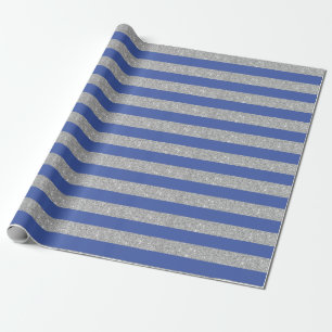 Papel De Presente Glitter Azul e Prata