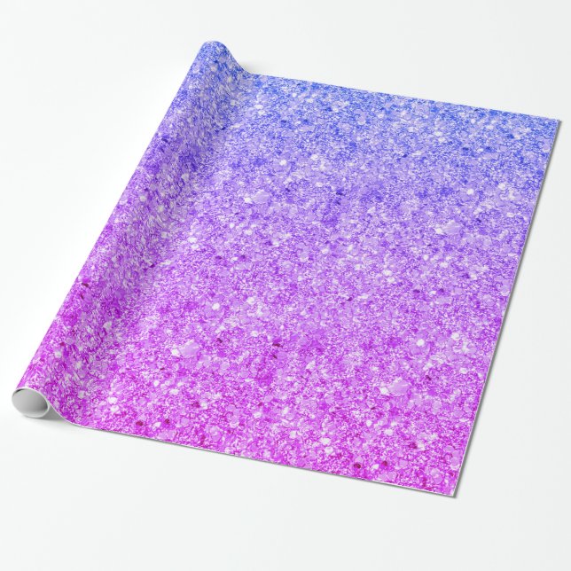 Papel De Presente Glitter Azul E Rosa (Desenrolado)