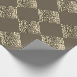 Papel De Presente Glitter Castanho-Abstrato Dourado
