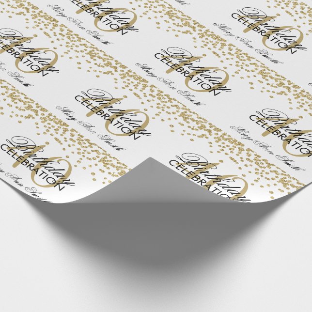 Papel De Presente Glitter Confetti de Faux de aniversário de 40 anos (Ponta)