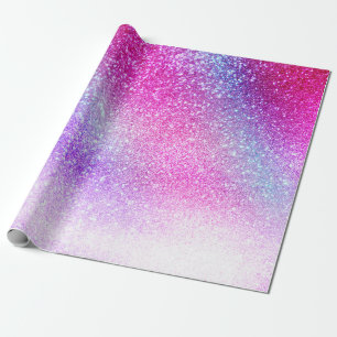 Papel De Presente Glitter da Nebulosa Púrpura Majestosa Rosa