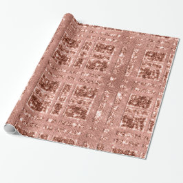 Papel De Presente Glitter de cobre cinzento Dourado com Rosa de geom