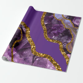Papel De Presente Glitter de Geodo Agato Puro e Dourado