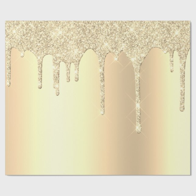 Papel De Presente Glitter de ouro moderno e belo pinga (Aberto)