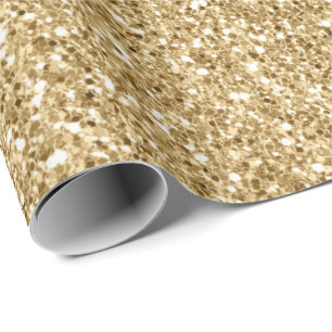 Papel De Presente Glitter Dourado     