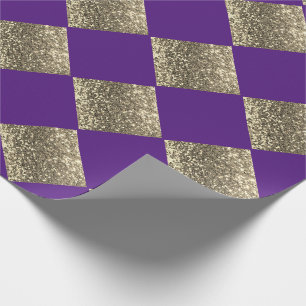 Papel De Presente Glitter Dourado, Abstrato Roxo Metálico