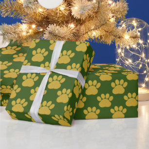 Papel De Presente Glitter Dourado e bonito imprime os pés verdes