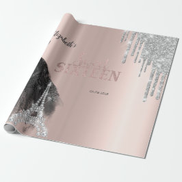 Papel De Presente Glitter Drips,Vestido,Torre Eiffel Sweet 16
