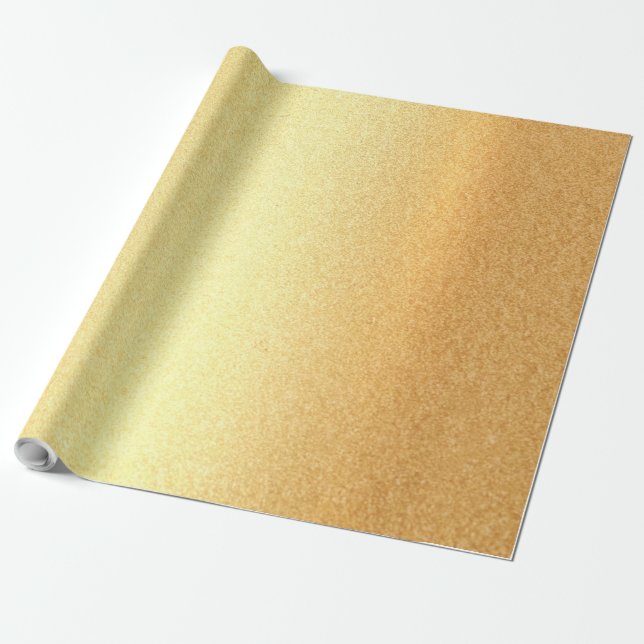 Papel De Presente Glitter Elegante Faux Dourado Parece moderno Gloss (Desenrolado)