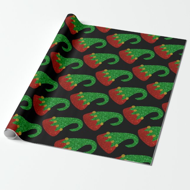 Papel De Presente Glitter Elf Hat (Desenrolado)