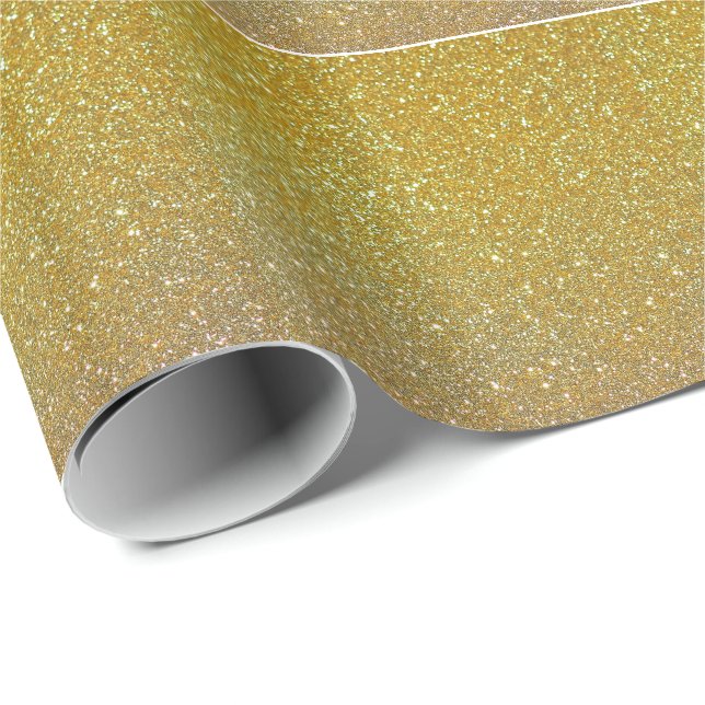Papel De Presente Glitter Glam Faux Foil Sparkle Dourado (Ponta do rolo)