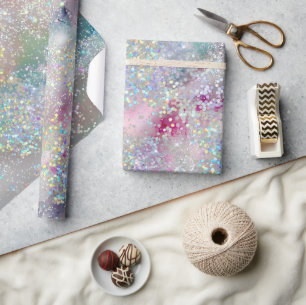 Papel De Presente Glitter Holográfico de Tinta Álcool de Pastel Eleg