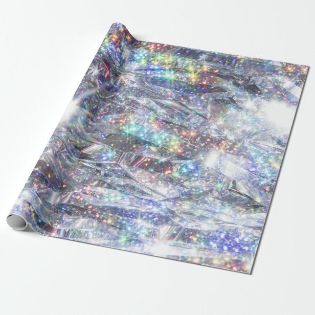 Papel De Presente Glitter Minúscula Holográfico (Desenrolado)