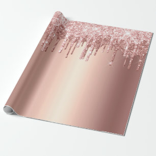 Papel De Presente Glitter na moda de cobre, rosa de cobre, gotas de
