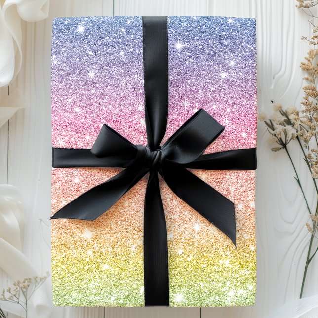 Papel De Presente Glitter Ombre Arco-Íris (Criador carregado)