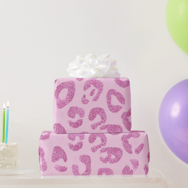 Papel De Presente Glitter Pink Leopard Pattern (Presentes para festas)