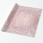 Papel De Presente Glitter rosado de aniversário goteja rosa poeirent<br><div class="desc">Folhas de embrulho elegantes,  clássicas,  glamourosas e femininas. Um rosa cinza empoeirado,  fundo de gradiente cor-de-rosa decorado com gotas de brilho sujo,  aparência de pingar tinta. Perfeito para um presente de aniversário feminino.</div>