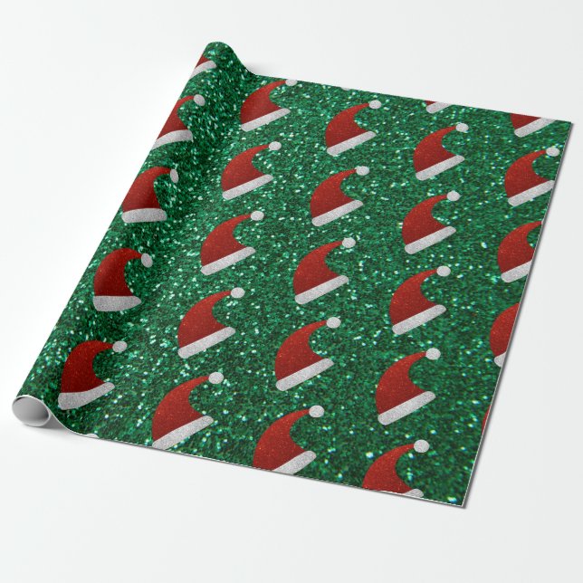 Papel De Presente Glitter Santa Hat (Desenrolado)