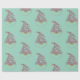 Papel De Presente Glitter Santa Script Cute Modern Christmas 