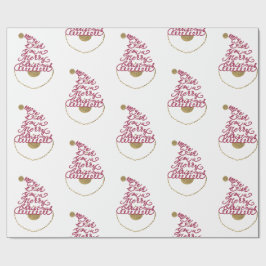Papel De Presente Glitter Santa Script Cute Modern Christmas 