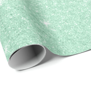 Papel De Presente Glitter verde na moda de menta elegante