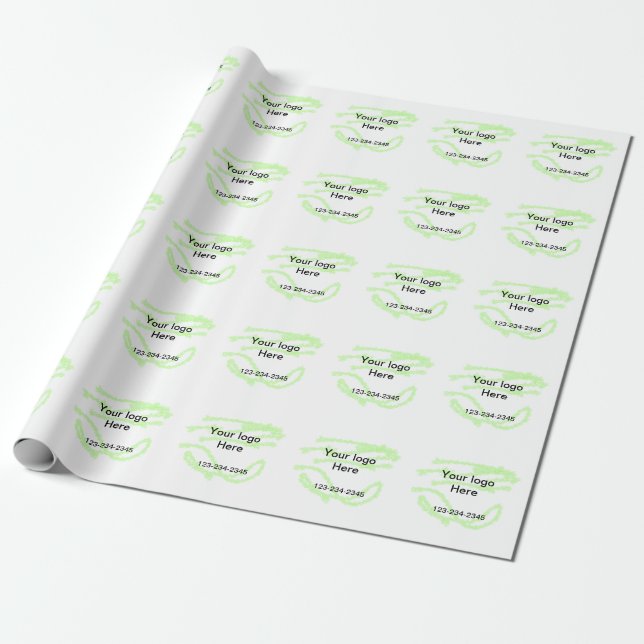 Papel De Presente Glitter verde simples adicione seu número de logot (Desenrolado)