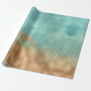 Papel De Presente Glitz Dourada Aqua